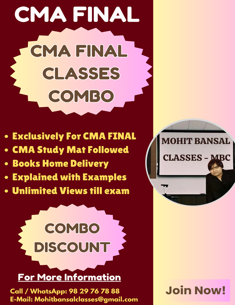 CMA FINAL - LAW, CMAD, IDT & SPMBV (Student can choose any subject or make combo as per their choice)